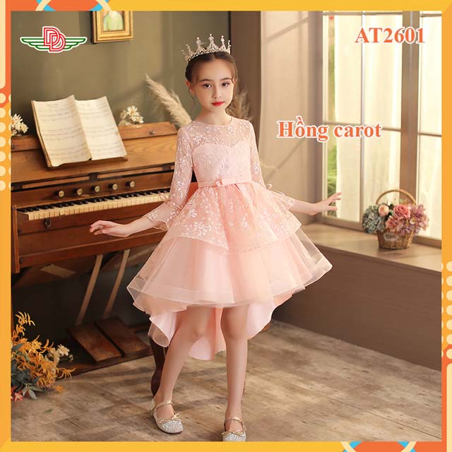 Đầm công chúa đuôi cá có tay hồng AT2604