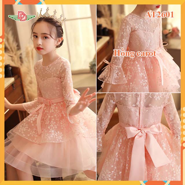 Đầm công chúa đuôi cá có tay hồng AT2604