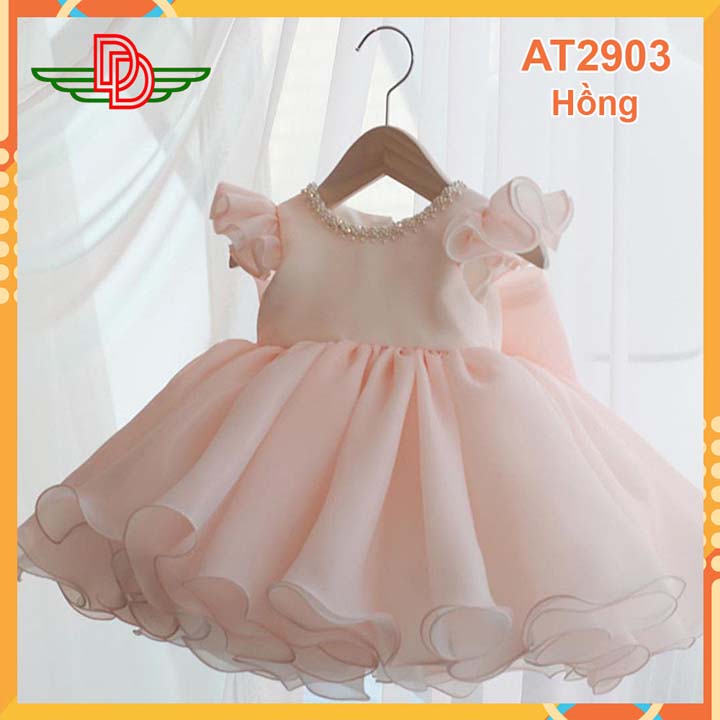 Đầm công chúa bé gái-xòe cao cấp-màu hồng-at2903