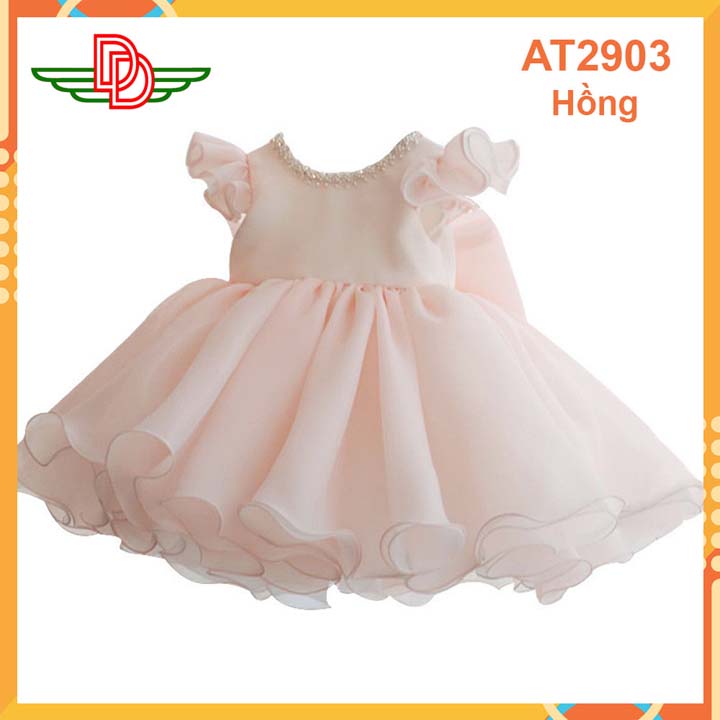 Đầm công chúa bé gái-xòe cao cấp-màu hồng-at2903