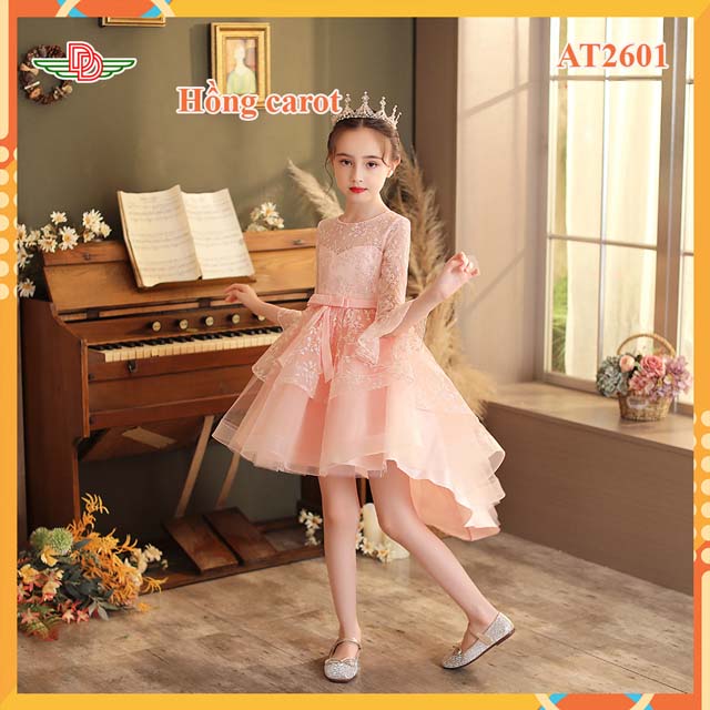 Đầm công chúa đuôi cá có tay hồng AT2604