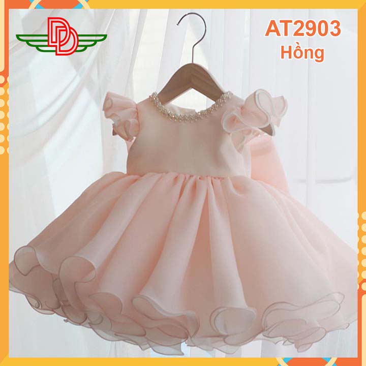 Đầm công chúa bé gái-xòe cao cấp-màu trắng-at2903
