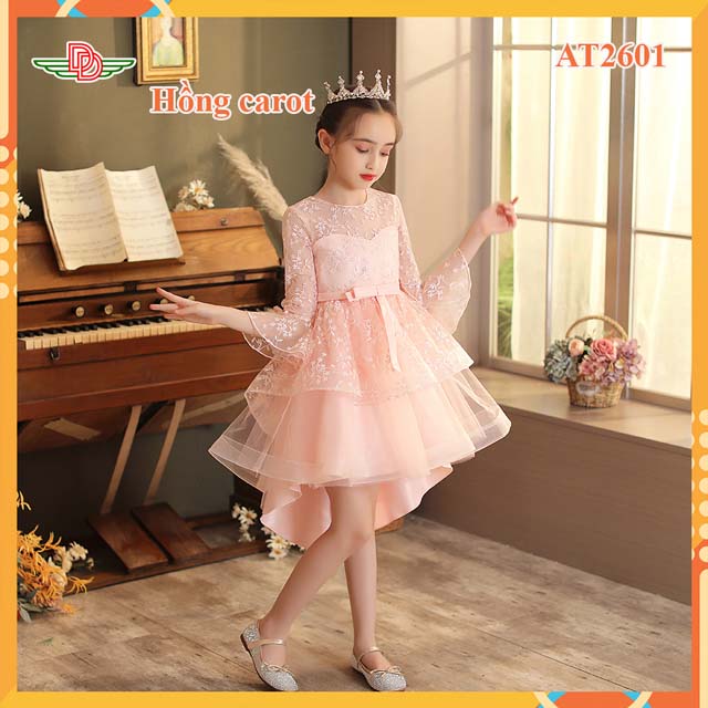 Đầm công chúa đuôi cá có tay hồng AT2604