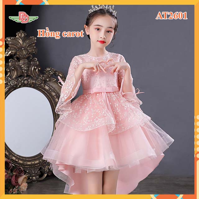 Đầm công chúa đuôi cá có tay hồng AT2604