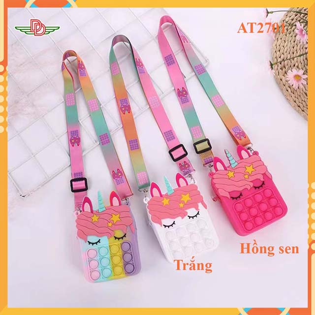 Túi đeo tréo popit cao cấp hồng sen-at2701