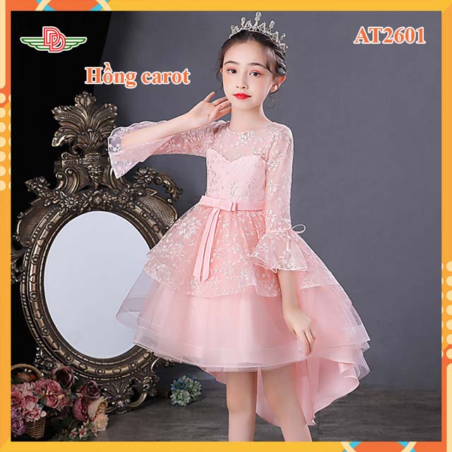 Đầm công chúa đuôi cá có tay hồng AT2604