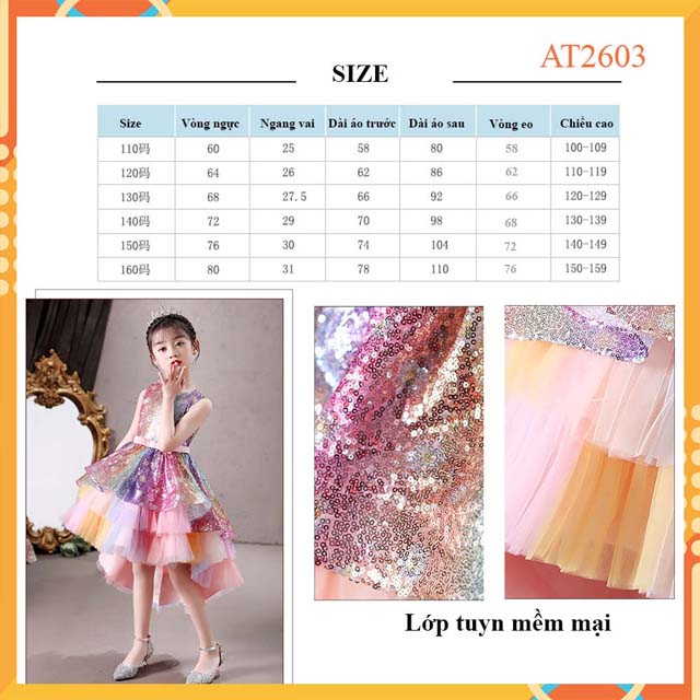 Đầm bé gái đuôi cá at2603